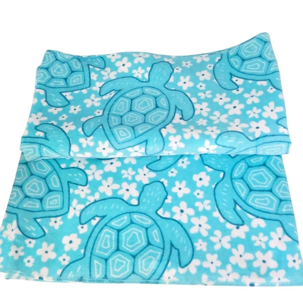Truly Lou Oversize Beach Towel‎ Sea Turtle Aqua Cotton Absorbent 36x72 Pool Spa